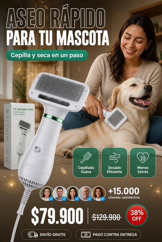 Cepillo Y Secador Para Mascotas 2 En 1