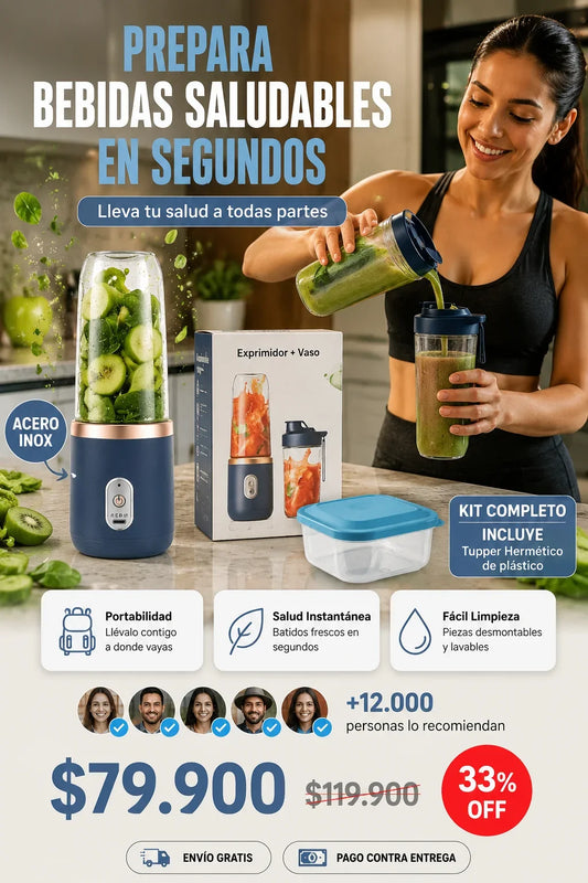 Licuadora Portatil Recargable 2 funciones